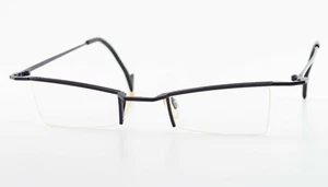 THEO BELGIUM Occhiali Testa Nocca 100 Mezzo Cerchio Cat-Eye Metallo Inox Viola S-M - Foto 1 di 11