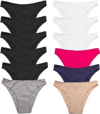 POWER FLOWER 6 | 12 Slip Donna Ragazza, Cotone Elasticizzato, Tinta Unita, Vita Bassa media