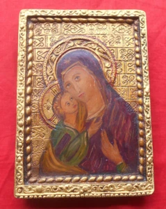 Vierge à l'Enfant - Icône Sur Panneau ( Grand format ) ! - Picture 1 of 3