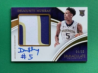 2016 Panini Immaculate Collegiate DEJOUNTE MURRAY RC ROOKIE PATCH AUTO GOLD /10  - Image 1 of 4