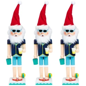 Surfing Santa Wooden Nutcrackers Wood Santa Nutcrackers Christmas Wood Puppets - Picture 1 of 12
