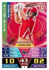 ✺New✺ 2016 2017 KINGS XL PUNJAB IPL Cricket Card DAVID MILLER Topps Attax