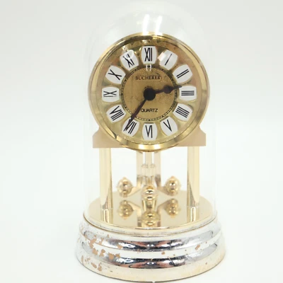 Vintage Bucherer West Germany Mini Mantel Desk Clock 3" x 5" Gold Tone Working - Image 1 of 4