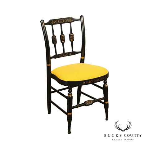 L. Hitchcock Black and Gold Stencil-Decorated Side Chair Cover