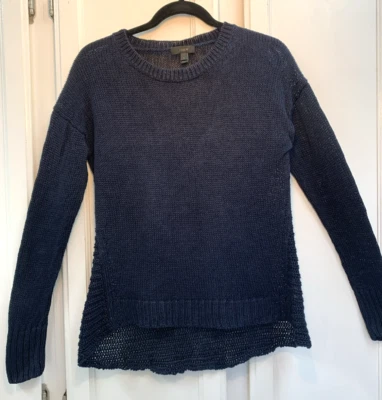 J Crew 100% LINO Mujer Azul Marino Manga Larga Playa Crucero Vacaciones Suéter Foto 1 de 4