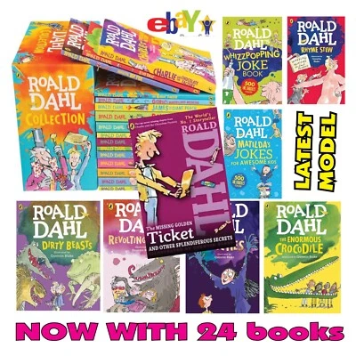 24 Books Roald Dahl Collection Children Reading Kids Set Fantasy Box Gift Book - image 1 of 4