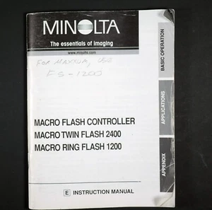 Original Instructions Minolta Twin Macro Flash Controller MFC-1000 T-2400 - Picture 1 of 4