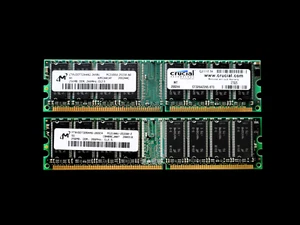 Micron 512MB 2x256MB Memory Modules DDR-266MHz PC2100U CL2.5 Non-ECC DIMM RAM - Picture 1 of 2