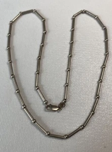 Sterling Silver Bead And Bar Link necklace 18" - Picture 1 of 6