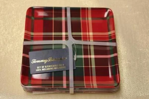 TOMMY BAHAMA WEIHNACHTEN KARIERT QUADRATISCH MELAMIN VORSPEISE/DESSERTTELLER - S/6 - NEU - Bild 1 von 1