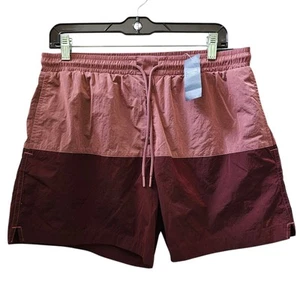Abercrombie Fitch Swim Trunks Men M Pull-On NWT Shine Maroon Board Lined Coastal - Picture 1 of 12