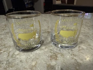 2025 Augusta Masters Tournament 2 vasos dobles antiguos 12,5 OZ borde dorado - Imagen 1 de 2