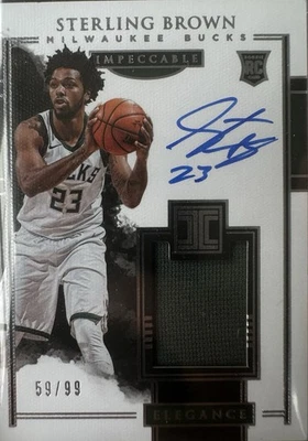 2017-18 Panini Impeccable-Elegance Rookie Jersey Autographs Sterling Brown /99 - Image 1 of 2