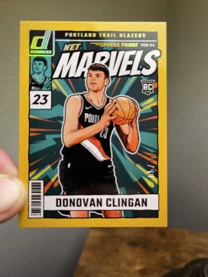 2024-25 Panini Donruss Donovan Clingan #1 Gold Press Proof Net Marvels RC 5/10 - Image 1 of 4