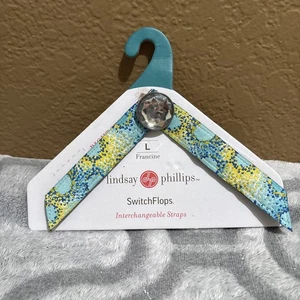 Lindsay Phillips Switchflops Riemen Dolores groß blau gelb Strass Detail - Bild 1 von 5