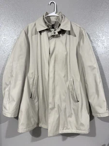 Michael Kors Mens L Tan Light Beige Rain Jacket Snap Zip Front Mid Length Collar - Picture 1 of 13