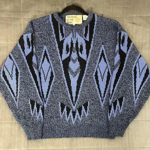 Vintage Broken Spear Cattle Co Aztec Western Style Blau Strick Pullover Herren L 90s - Bild 1 von 8