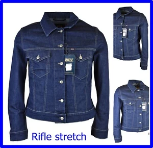 giacca giubbino giubbotto di jeans donna denim jacket trucker rifle s m l largo - Picture 1 of 8
