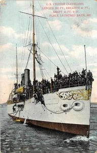 US Kreuzer Cleveland, Bath, Maine Navy Schiff 1908 antike Postkarte - Bild 1 von 2