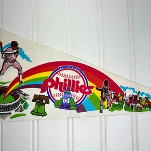 Vintage Phillies Baseball Wimpel RAR Veteran's Stadium Rainbow 70er Jahre Rarität - Bild 1 von 12