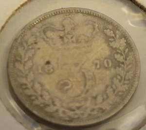 1870 UK Great Britain British 3 Pence Queen Victoria Silver Coin Very Nice Coin - Picture 1 of 5