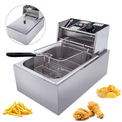 Öl-Friteuse 2500W 6L Edelstahl Fritteuse Profi Küche Kaltzonen Fritteuse Fritöse - Bild 1 von 4