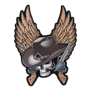 Winged Cowboy Skull And Guns Patch, Skull Back Patches - Picture 1 of 5