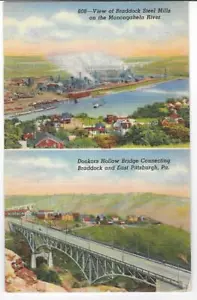 BRADDOCK ACERO MOLINO EN EL MON & DOOKERS PUENTE HUECO ~ ESTE PITTSBURGH, PA-1951 - Imagen 1 de 2