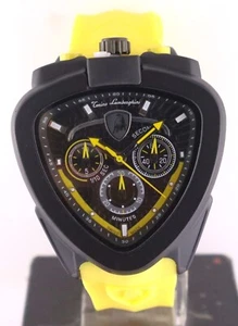 Lamborghini Chronograph Black Dial Great Condition Men Wristwatch Rubber Band - Picture 1 of 9