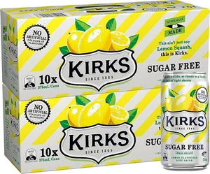 Kirks Lemon Squash Sugar Free Soft Drink Multipack Cans 20 X 375 Ml - Picture 1 of 7