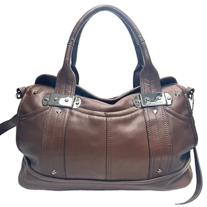 Bolso Bandolera Chic B MAKOWSKY Chocolate Marrón Cuero Solapa Cierre Superior Talla XL - Imagen 1 de 16