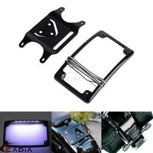 LED Curved License Plate Frame Holder Bracket For Harley Sportster XL1200C 1200L - Picture 1 of 11