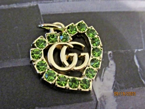 GUCCI ZIP PULL 22X20MM goldfarben, grüne Kristalle dies ist für 1 Herz - Bild 1 von 4