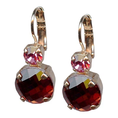 Mariana Earrings Classy Burgundy & Rose Austrian Crystals My Treasures Coll. - Image 1 of 3