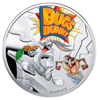 Bugs Bunny Cartoon Characters 1/2 oz Proof Silver Coin 1$ Niue 2013 - Image 1 of 2