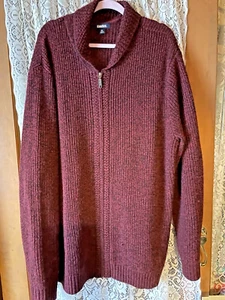 King Size 5XL Tall Strickjacke Strick Herren Pullover durchgehender Reißverschluss vorne neu ohne Etikett rot - Bild 1 von 5