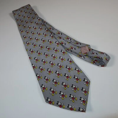 Corbata de cuello vintage Disney Mickey & Co. Balance Mickey Mouse 100 % gris seda para hombre Foto 1 de 4