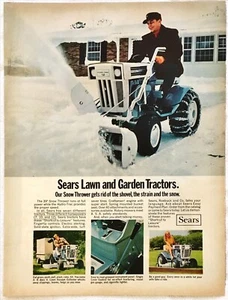 Anuncio impreso vintage 1969 Sears tractores de césped y jardín lanzador de nieve clásico - Imagen 1 de 1