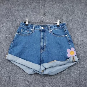 Wild Fable Shorts Womens 4 Super High Rise Rolled Cuff Shorts Blue Flower Denim - Picture 1 of 14