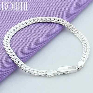 DOTEFFIL Argento Sterling 925 6mm Catena Laterale Bracciale Charm Festa Moda Gioielli - Foto 1 di 6