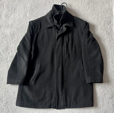 Chaquetón Lauren Ralph Lauren Para Hombres XL Negro Mezcla de Lana Edredón Forrado Botón Completo Cremallera Foto 1 de 4