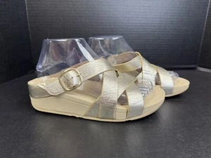 FitFlop Sz 7 The Skinny Criss Cross Pale Gold Sandals *READ - Picture 1 of 10
