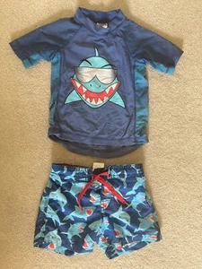 H&M Toddler Boys 2-4Y Cool Shark Swim Set Shorts Trunks Rash Guard - Picture 1 of 2
