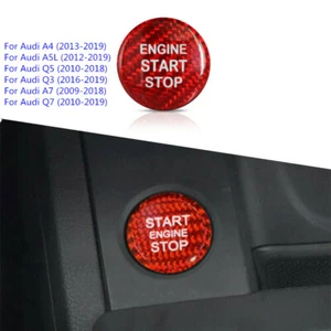 Red Carbon Fiber Car Engine Start Stop Button Trim Cover For Audi A4 A5 A6 Q5 Q7 - Bild 1 von 8