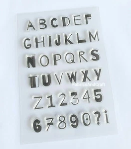 38 CAPITAL LETTERS/NUMBERS CLEAR STAMPS-ALPHABET-UPPER CASE TRANSPARENT SILICONE - Picture 1 of 5