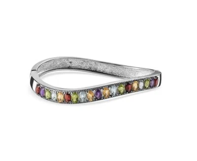 Stainless Steel Multi Gemstone Bracelet Peridot Garnet Topaz Citrine Amethyst - Image 1 of 4