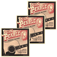 3 SETS John Pearse 80/20 Bronze Light 12-53 Acoustic Guitar String Set #200L for sale