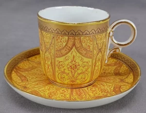 Royal Worcester Red Yellow Black & Gold Moorish Style Demitasse Cup & Saucer - Picture 1 of 13