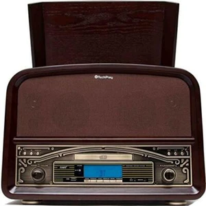 TECHPLAY TCP9560 RETRO RECORD PLAYER SHELF STEREO WITH BLUETOOTH CD FM RADIO - Picture 1 of 5