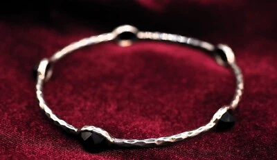 Ippolita -Sterling Silver- 5 Onyx Stones -  Rock Candy Bangle Bracelet -7.5 Inch - Image 1 of 4